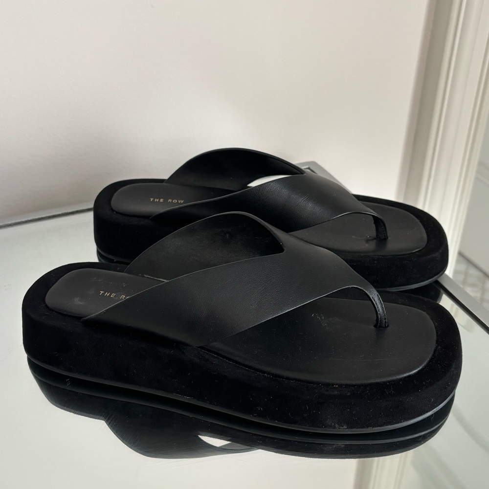 The Row black Ginza sandals